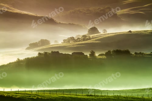 Preview: Morning fog in countryside Tuscany