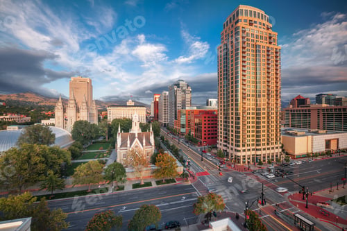 Preview: Salt Lake City, Utah, USA Downtown Cityscape Over Temple Square