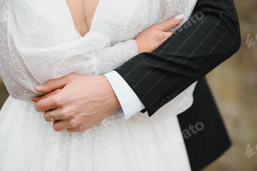 Preview: Hands of the bride and groom close-up.