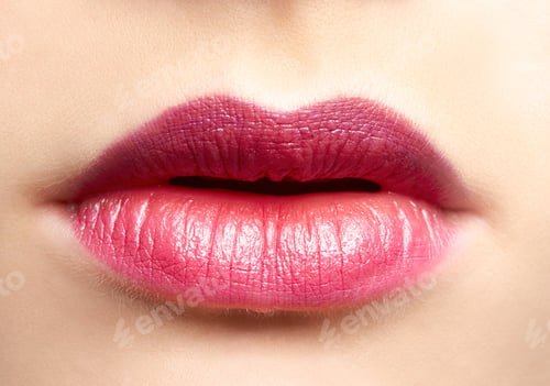 Preview: Close-Up Portrait Of Beautiful Woman Lips Make Up