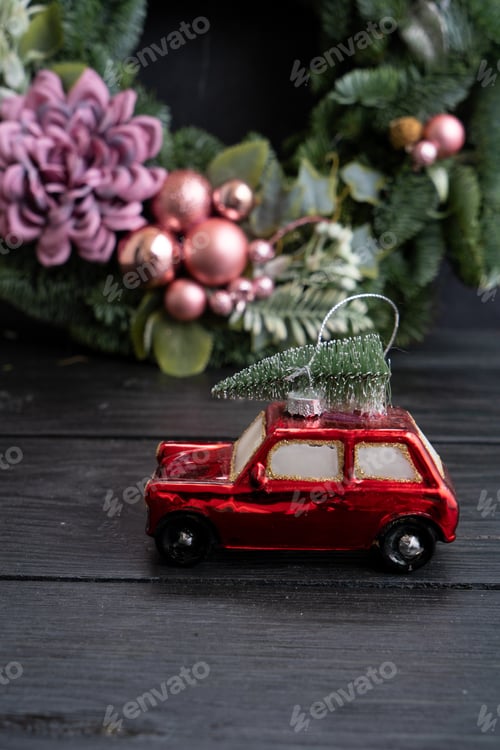 Preview: Cristmas decorations over dark background