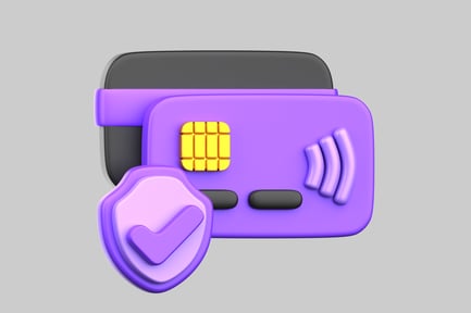 Preview: Credit card with shield and checkmark