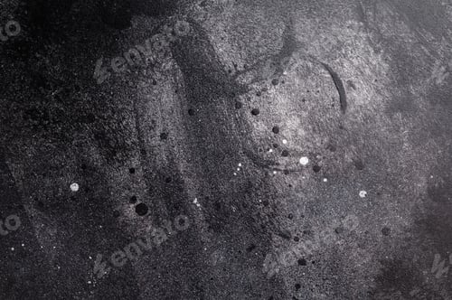 Preview: Dark concrete background with textured surface and paint splashes