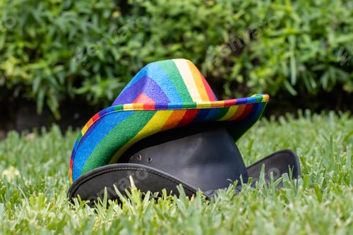 Preview: Pride celebration decor with rainbow-colored items in nature
