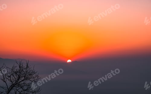Preview: Landscape view of Sunrise over the Mountain