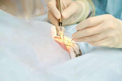 Preview: Ophthalmology laser microscope operation. Doctor in clinic. Patient eye treatment. Myopia
