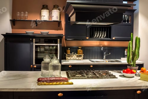 Preview: Beautiful modern kitchen in luxury contemporary home interior