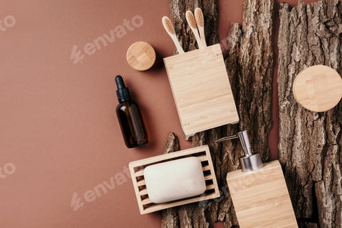 Preview: Bamboo bath accessories - soap dish, soap dispenser, tooth brush, organic dry shampoo for personal