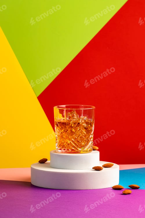 Preview: French connection alcoholic cocktail with cognac and amaretto liqueur. Modern style still life