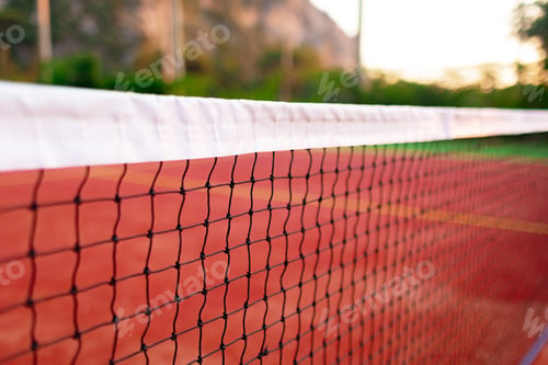 Preview: Lawn tennis court and net close up