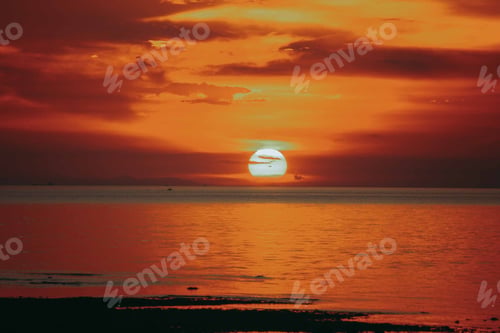 Preview: Landscape of the sea during the beautiful sunset in the evening