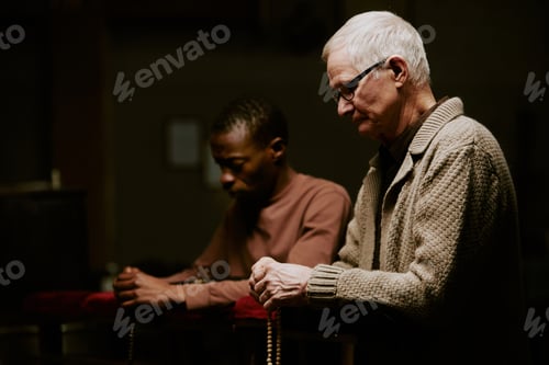 Preview: Diverse Men Praying In Church