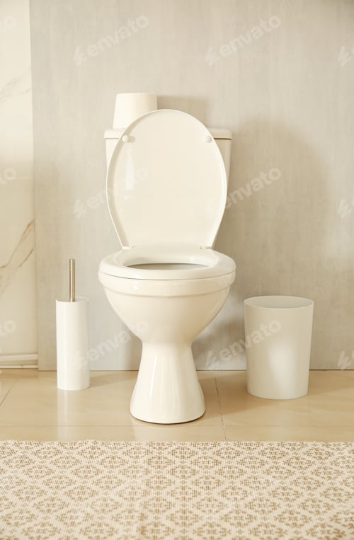 Preview: White toilet bowl in modern bathroom interior