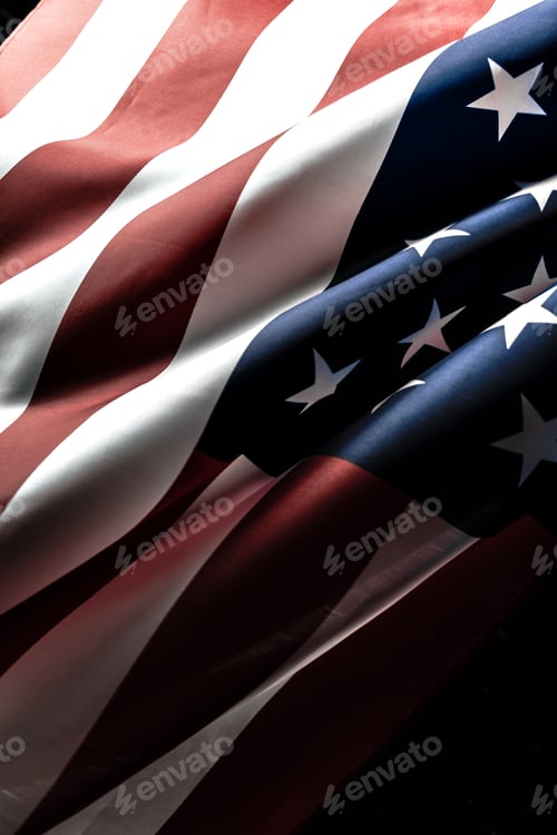Preview: Beautifully waving star and striped American flag