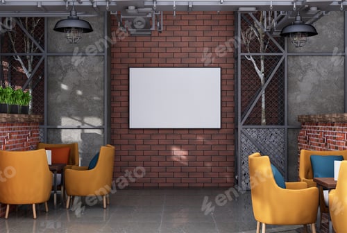 Preview: Mock up poster frame in modern interior background