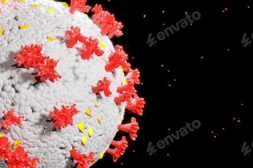 Preview: Detailed Render of a Virus on Black Background