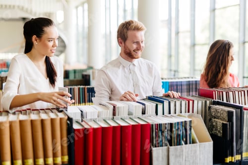 Preview: Group of students studying in library