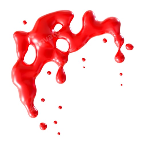 Preview: Vivid red blood splash isolated on white background, perfect as dramatic and eerie Halloween design