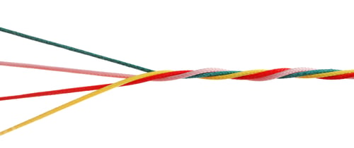Preview: Twisted colorful ropes on white background. Unity concept