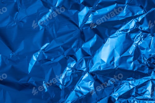 Preview: Crinkled Blue Metallic Foil Abstract Background