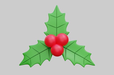 Preview: Holly Leaves With Vibrant Red Berries