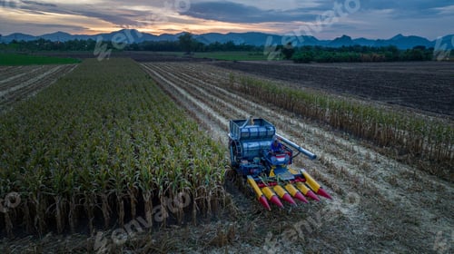 Preview: Farm machines harvesting corn. The entire corn plant is used, no waste. Agricultural machines