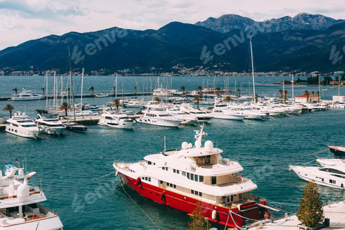 Preview: Yachts are moored at the pier. Porto, Montenegro
