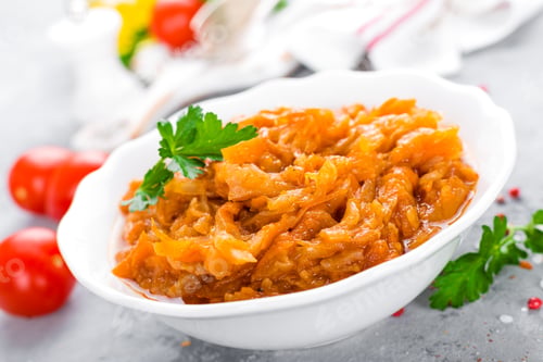 Preview: Cabbage stew. Cabbage braised in tomato sauce