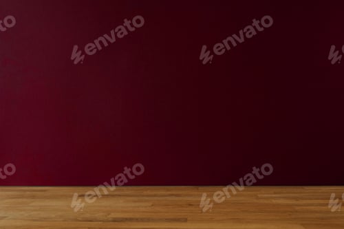 Preview: Dark Red Wall with Wooden Floor Background