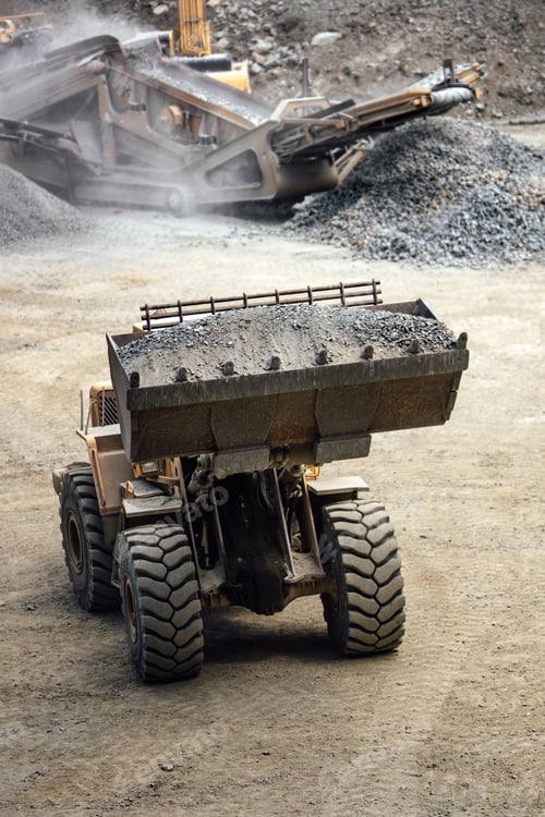 Preview: Industrial heavy duty bulldozer moving gravel and sand on highway construction site