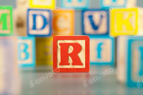 Preview: Photograph of colorful Wooden Block Letter R