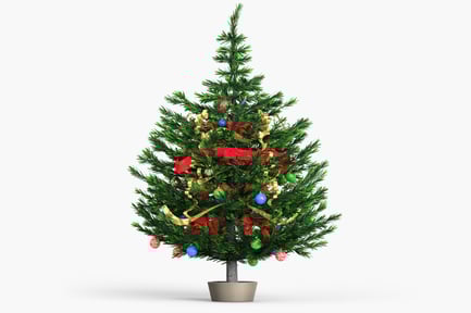 Preview: Decorated Christmas Tree & Ornaments 3D Model