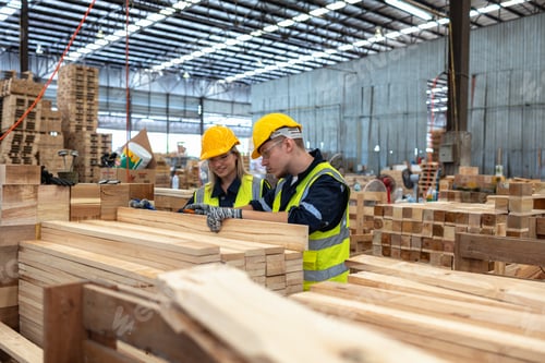 Preview: Dedicated Team Analyzing Lumber Quality in Warehouse