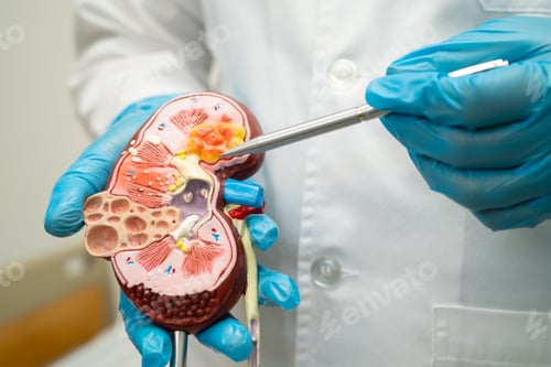 Preview: Kidney disease, Chronic kidney disease ckd, Doctor hold human model to treat and study in hospital.