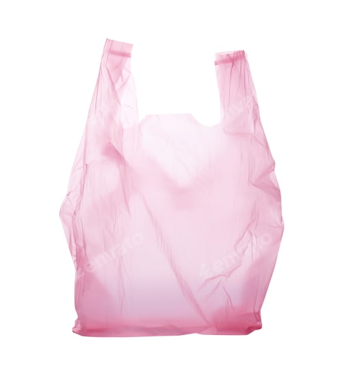 Preview: Clear disposable plastic bag on white background