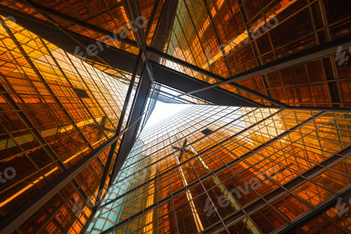 Preview: Office buildings windows. Glass architecture facade design with reflection