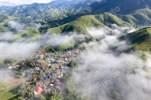 Preview: Top view Landscape of Morning Mist with Mountain Layer at Sapan nan thailand