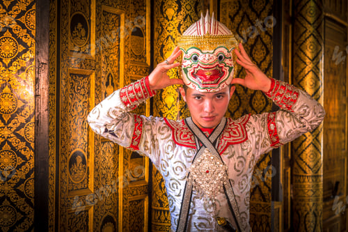 Preview: Khon is art culture Thailand Dancing in masked Tos-sa-kan and Hanuman are fighting in literature Ram