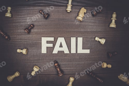 Preview: fail concept on wooden background