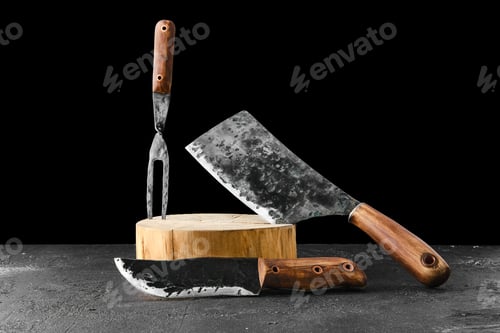 Preview: Butcher Block Knives and Carving Fork Still Life