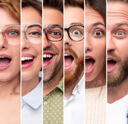 Preview: Surprised Faces with Wide Open Mouths and Eyes