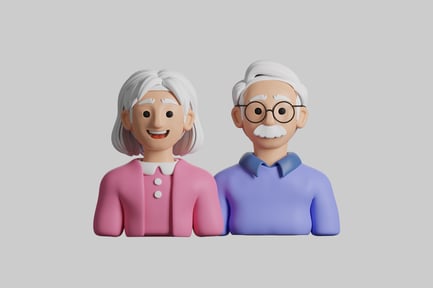 Preview: Cartoon grandparents couple characters