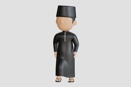 Preview: 3D Islamic Character with Relaxed Arms