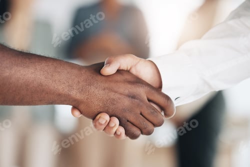 Preview: Hiring, black man or businessman shaking hands in b2b meeting or startup project or financial deal.