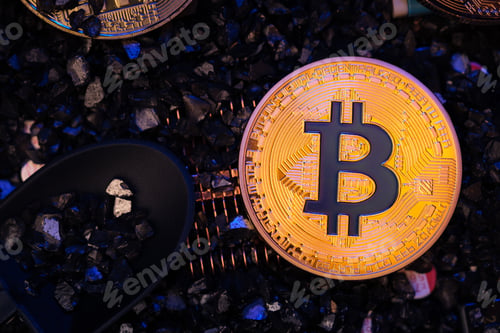 Preview: Mining Bitcoin crypto currency on circuit board.virtural money.blockchain technology.mining concept