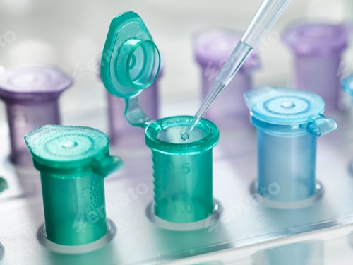 Preview: Pipette dropping a solution into a vial, used for storing liquid during chemical or biological