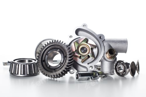 Preview: Collection of automotive mechanical components displayed artfully on a light background