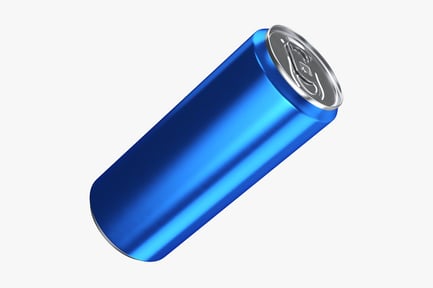 Preview: Angled Blue Metallic Can with Silver Top