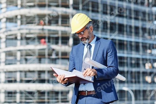 Preview: Portrait of a senior businessman on a construction site