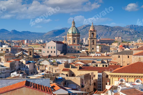 Preview: Palermo, Sicily Town Skyline with Landmarks
